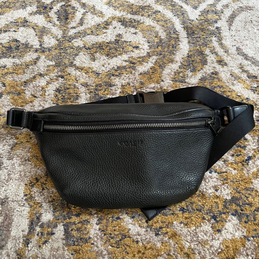 Coach black leather waist bag